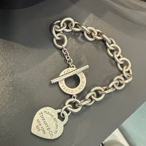 Tiffany & Co. Silver Chain Bracelet with Heart Charm